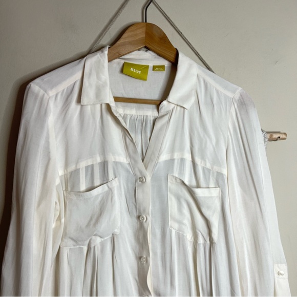 ANTHROPOLOGIE MAEVE WHITE BUTTON DOWN SHIRT SIZE SMALL - Picture 2 of 5